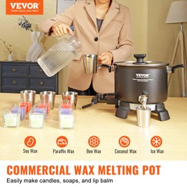 VEVOR 5 Liter Wax Melter for Candle Making, Large Electric Wax Melting Pot Easy Pour Spout, 4-Level Temperature Control, Easy Clean for Candle Soap Cream Beauty Bulk Production Business or Home