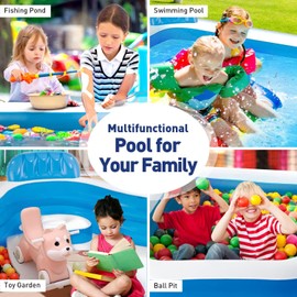 Inflatable Pool Kids for Adult - 90" 90" 26" ,Giant Large Blow up Pool for Indoor Garden Summer Water Party,Kiddie/Adult Small Inflatable Swimming Pools with Seat and Backrest, Above Ground Pool