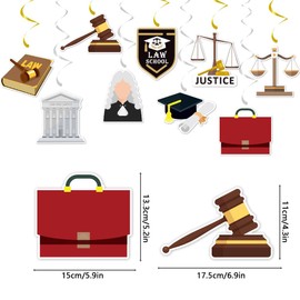 9 Pcs Law School Graduation Hanging Swirls Ceiling Streamers,Congrats Lawyer Graduation Foil Ceiling Spiral Garland Party Hanging Swirl Decorations for Congrats Grad College Graduation Party Supplies