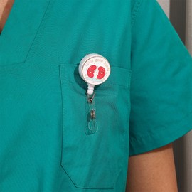 MEDFOLY Medical Kidney Badge Reel Holder, Funny Urology Doctor Nurse Enamel ID Badge Clip Reels Retractable