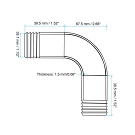 PATIKIL 90 Degree Elbow Hose Barb Fitting, 304 Stainless Steel, 38.1mm (1 1/2in) OD, Barb Connector, 1 Pcs