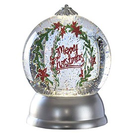 Ganz MX182186 LED Light Up Rotating Shimmer Merry Christmas Waterglobe, 6-inch Height