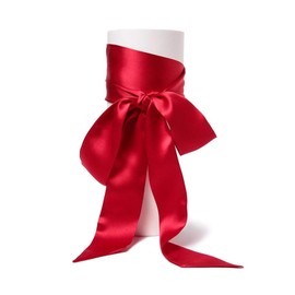 GUZOSJO Solid Color Long Neckerchief Pure Skinny Scarf Necktie Handbag Wrap Handle Satin Belt (Red)