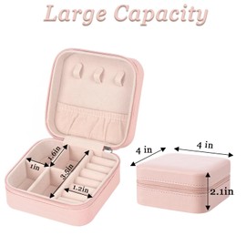 AidShunn Jewellery Box, Jewellery Storage, 10 x 10 x 5 cm Travel Jewellery Box, Small Portable Jewellery Storage Case, Small, Spacious, for Women,Mothers Birthday Valentines Day Gift Idea (Pink)