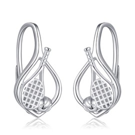 Tennis Earrings Sterling Silver Tennis Racket And Ball Leverback Earrings Sport Tennis Jewellery Gifts for Women