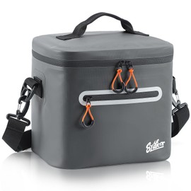 Soft-Sided Cooler Lunch Bag, 16 Can Portable Ice Chest Box, Waterproof, Leak-Proof, Insulated Lunch Box for Work, Beach, Drink, Travel, Camping, Picnic (Meidum, Dark Gray)