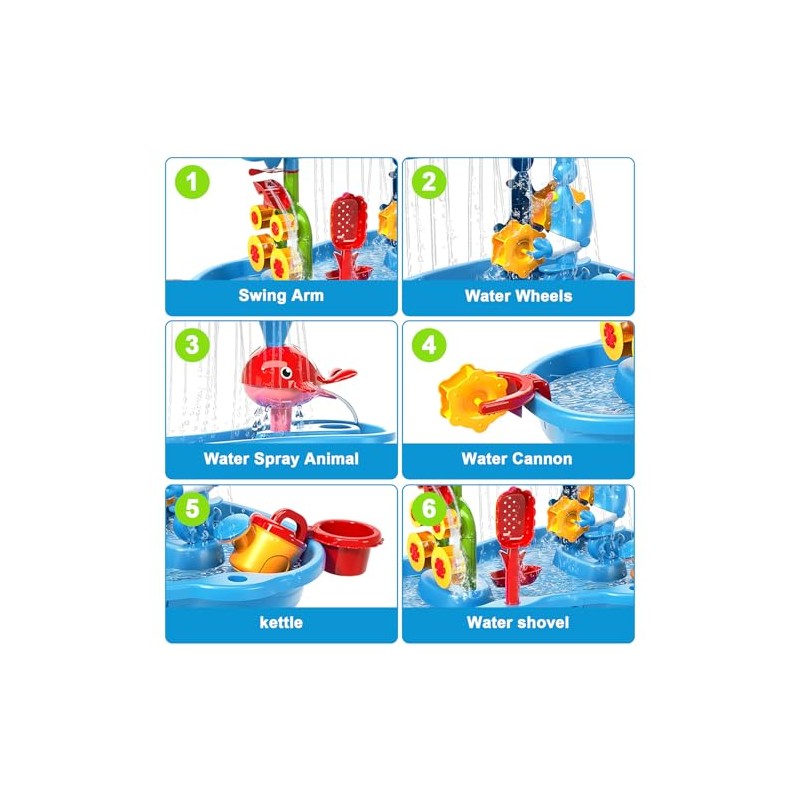 3-Tier Water Table for Toddlers 1-3, Kids Water Play Table