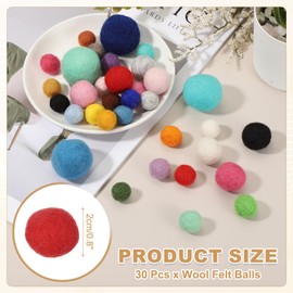 uxcell 30 Pcs Wool Felt Balls Beads, 0.8 Inch Felt Pom Poms for Crafts, Handmade Pompoms Bulk Small Bead for Nursery Handicrafts and DIY Art Decoration, Red