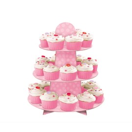Unique Party Supplies Babyparty-Cupcake-Ständer - Rosa Punktmuster, 13"H x 11.75"W