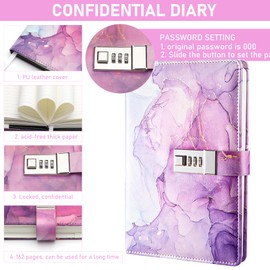 TNSLAND Stationery Set Gift School Enrolment Includes Diary with Lock Bookmark Stationery Box Ballpoint Pen Bracelet Purple School Supplies Girls Gifts for Girls 7 8 9 10 11 12 13 14 Years