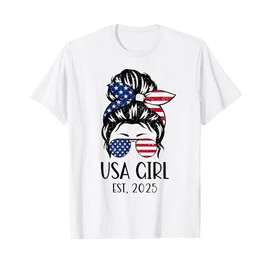 Us Citizen Est 2025 New Citizenship American USA Girl 2025 T-Shirt