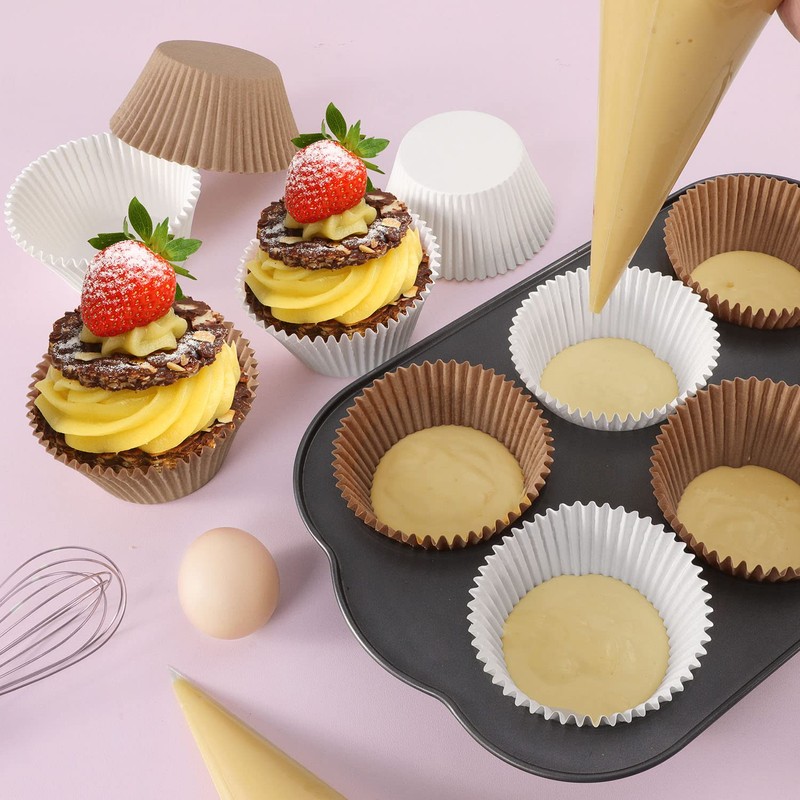Caperci White Jumbo Cupcake Liners Large Baking Cups, Odorless, Food