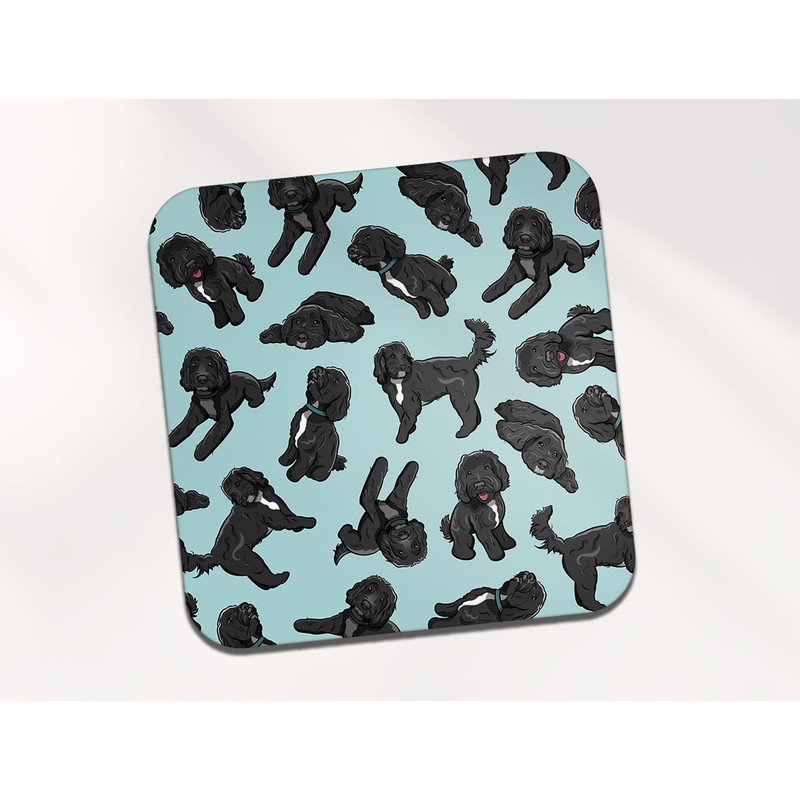 Black Tuxedo Cockapoo Square Coaster - Spaniel Poodle Puppy Pets