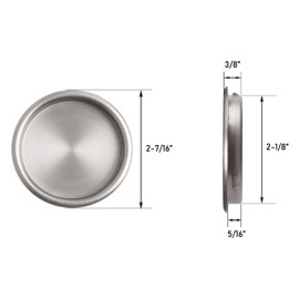 Enconker 4 Pack Closet Door Finger Pull 2-1/8”, Sliding Closet Door Hardware Bypass, Satin Nickel Cabinet Pulls, Easy Snap-in Installation Fits 5/16”Depth x 2-1/8" Diameter Opening Hole