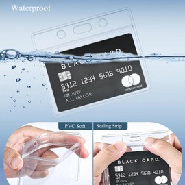 Fhlbestyu 1/2 Set Card Case with Lanyards, ID Holder Transparent and Waterproof, ID Card Holder, Key Ring, Work ID, Student ID, Office Lanyard