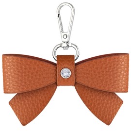 Neptniopllab Bow Charm for Bag Purse Handbag Cute Bowknot Elegant PU Leather Bow Keychain Women Gift (Brown)