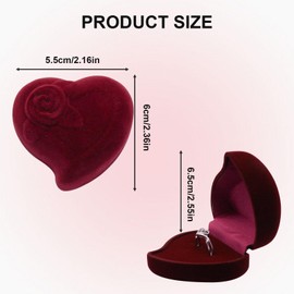 AfitLulu Velvet Ring Box Luxury Picked Ring Box Wedding Heart Shaped Ring Storage Small Engagement Ring Box, Jewellery Box Ring Holder for Weddings, Engagement, Proposals (Red)