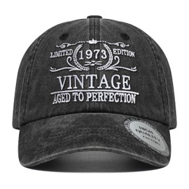 Roceyang 50th Birthday Gifts for Women Men, 1973 Cool Washed Vintage Hat 901 for Adults,Black-910
