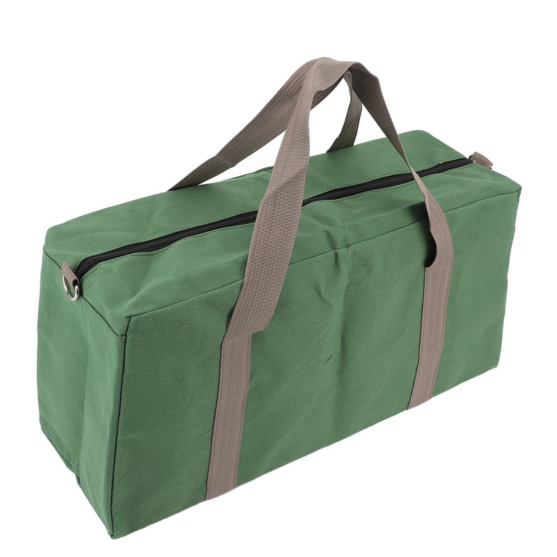Canvas Wide Mouth Tool Storage Bag with Adjustable Shoulder Strap