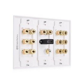 Cable Matters Triple Gang 7.1 Speaker Wall Plate with HDMI, Home Theater Wall Plate, Banana Plug Binding Post FacePlate, White