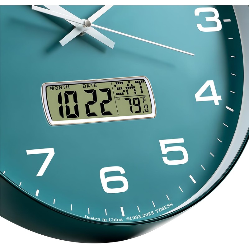 TIMESS Wall Clock, 12" Dial Non-Ticking Silent Battery Operated Analog