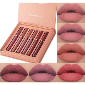 Allphv lipsticks 6 Piezas Pintalabios Permanente Liquido, Labiales Mate de Larga Duracion, Rojo Gloss, Barra de Labios Impermeable, Lipstick Set Kit Maquillaje, Regalo San Valentín Cumpleaño (B)