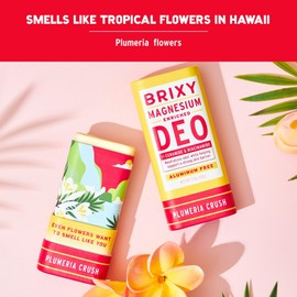 BRIXY Magnesium Deodorant, Effective Odor Control With Ceramide & Niacinamide For Skin Health, Aluminum Free, Baking Soda Free, Sensitive Skin Deodorant, Vegan, Plastic Free (1 pack, Plumeria Crush)