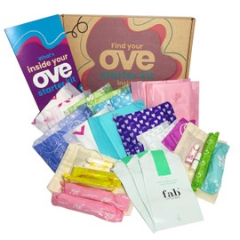 Ove Period Starter Kit, Menstruation Starter Kit for Teens/Girls, Perfect First Period Kit, Contains Sanitary Towels/Pads, Tampons, Panty Liners, Sanitary Bags, Period Booklet/Information