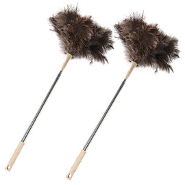 Extendable Ostrich Feather Duster 27-94 Inch, Natural Cleaning Duster Extension Pole Reusable for High Ceilings, Fans, Blinds, Furniture, Interior & Roof Dusting(Two Pack)
