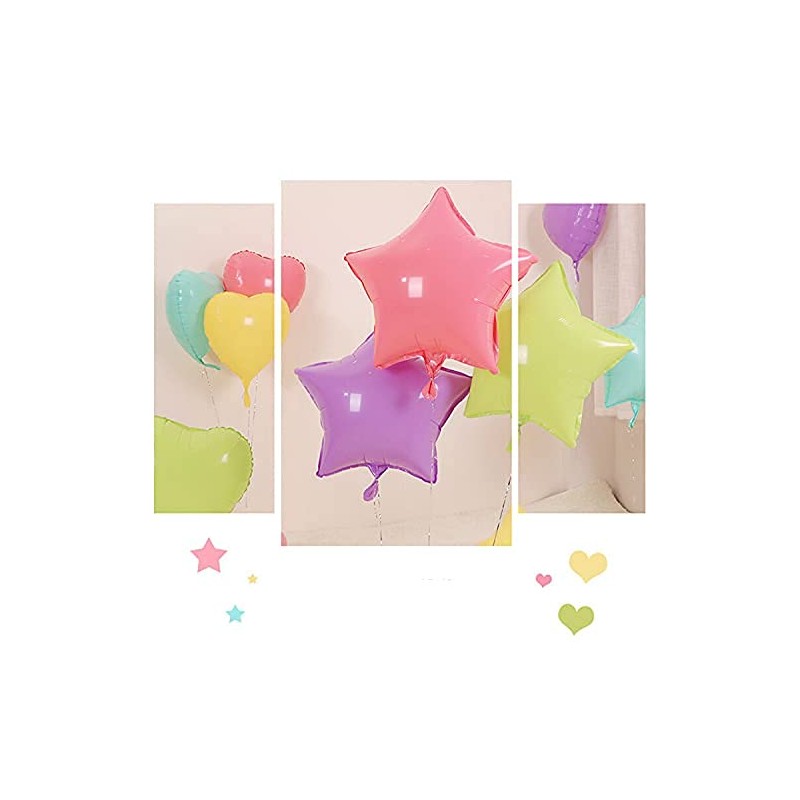 10 Pack 18" Star Heart Film Balloons Macaron