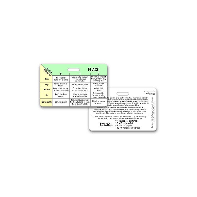 FLACC Pain Scale - Horizontal Badge Reference Card (1 Card)