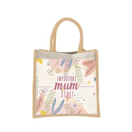 Mothers Day Gifts for Mum - Cotton Jute Shoulder Bag, Reusable Bags for Shopping, Mum Gifts, Book Bag, Travel Bag, Shopper Bags - Floral - Natur - S