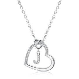 TINGN Letter Chain Women Girls - 14 Carat Gold-Plated Chain Girls CZ Heart Pendant Chain Women's Girls Necklace with Letters Heart Chain Women Teenager Girls Gifts for Women Girls Jewellery, Brass,