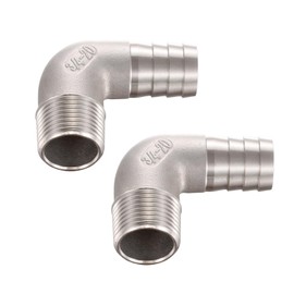 SNUTUYA 3/4" Hose Barb x 3/4" Male NPT 304 Stainless Steel 90 Degree Elbow- Home Brew Pipe Fitting，lead-free，2 pcs