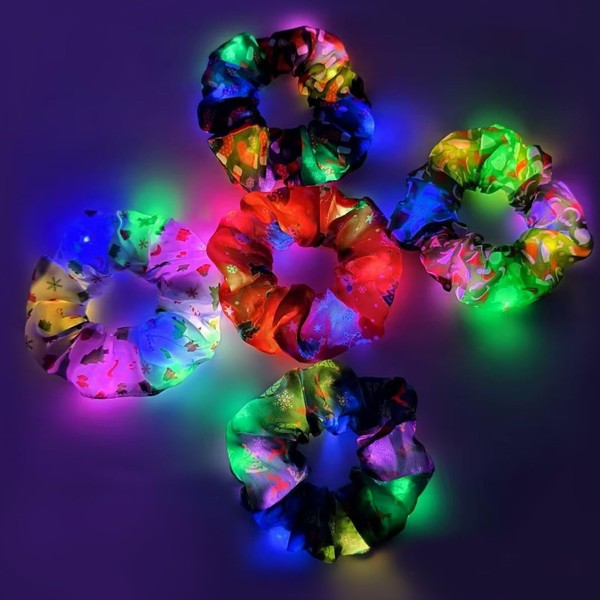 LED Scrunchies for Women,Glow in the Dark Scrunchies,Light Up Scrunchies,3