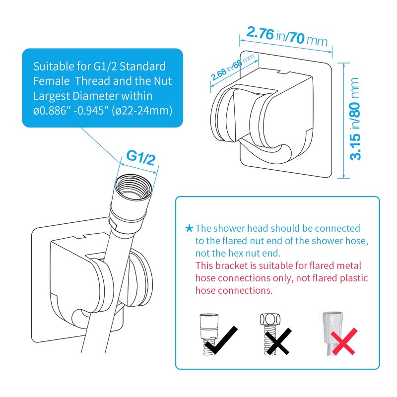KAIYING Self Adhesive Handheld Shower Head Mount, Adjustable Angle RV