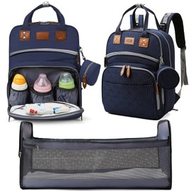 Heegel Baby Diaper Bag Backpack with Changing Station, best baby registry shower gifts, Baby Diaper Bags for Men and Women，Essential Gifts for New Parents of Babies（Dark Blue）