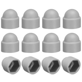 sourcing map 12Pcs Hex Nut Cover, M8x13x15mm Plastic Dome Nut Protection Cap Hex Screws Bolt Covers for Indoor Outdoor Furniture Automotive Bolts Decoration, Gray