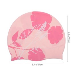 Yardwe Gorro de Natación de Silicona para Mujer, Gorra de Baño Protección Solar y Estampado Rosa, Práctico para Natación y Traje de Baño