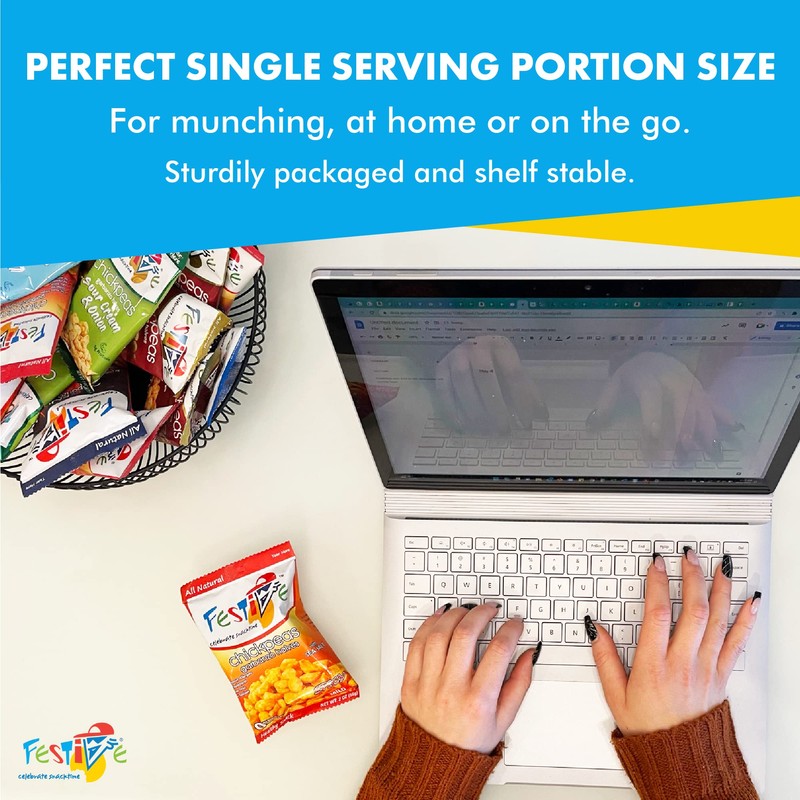 Feel Festive 12 Bags 1-oz Spicy Mild Crunchy Roasted Chickpeas