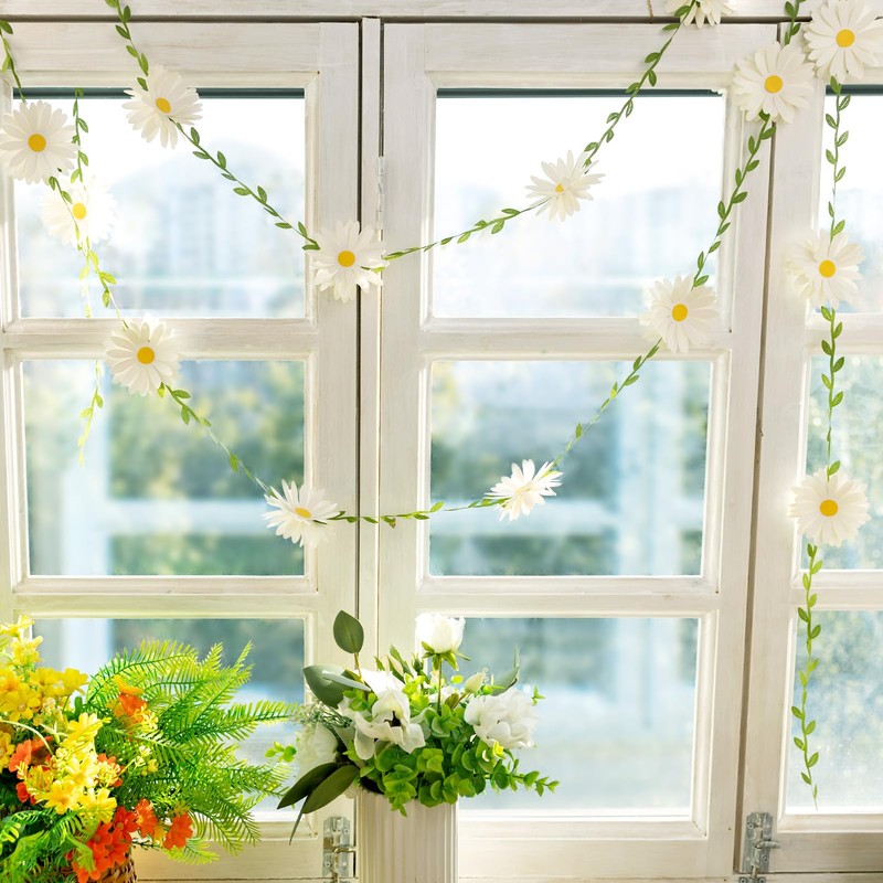 3D Daisy Flower Garland (2PCS) Flower Banner Wildflower Party Decorations