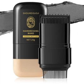 2 en 1 Portátil Peine para Tinte de Cabello, Stick Cubre Canas para Mujer, Barra para Cubrir Canas Rápido, Impermeable y Antisudor, Unisex (Negro)