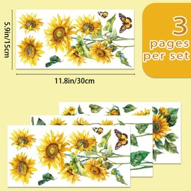 INFUNLY 3 Sheet Sunflower Rub on Transfers for Crafts 6x12 Total Flower Furniture Rub on Transfer Stickers Floral Rub on Transfer Decals Waterproof for Wood Glass Scrapbook DIY Paper Home Decor
