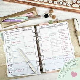 SinnWunder® Premium Calendar Inserts 2026 - Family Calendar - 1 Week 2 Pages - Size DIN A5 - Filofax Perforation