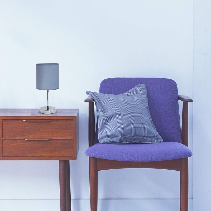 Simple Designs LT2007-PRP Chrome Mini Basic Table Lamp with Fabric