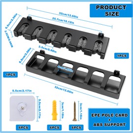 KOUHA Rutenständer Angelruten Angelhalter Rutenhalter Angelrutenhalter Wand Rrutenhalter Angel Horizontale Vertikaler Angelrutenhalter für Familie Wand Garage Aufbewahrung 6 Angelruten (Schwarz)