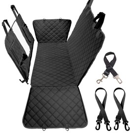 Bark Lover Dog Car Seat Cover for Back Seat, Dog Hammock for Car, Waterproof Backseat Cover for Dogs in Car SUV & Truck, with Mesh Window and Multiple Pockets