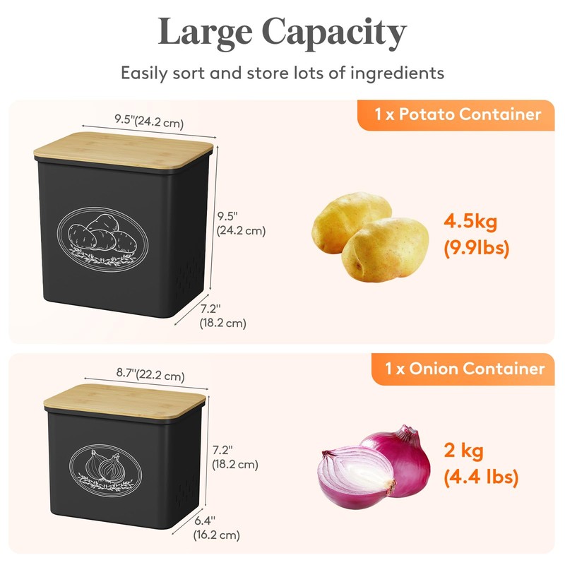 Lifewit Potato and Onion Storage Bin, Stackable Vegetable Storage Tins