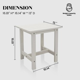 Meluvici Outdoor Side Table, Small Adirondack Side Table for Adirondack Chair - Indoor Outdoor End Table - HDPS (White)