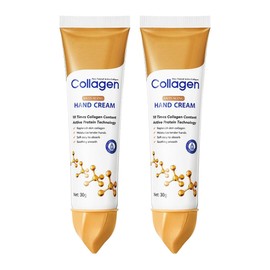 Collagen Hand Cream for Dry Cracked Hands, Anti-Aging & Firming Lotion with 10x Active Protein, Intensive Moisturizing Repair for Rough Skin & Fine Lines, Non-Greasy & Fast Absorbing, 2 PCS